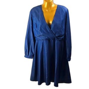 Banana Republic Women's Long Sleeve V-Neck Denim Chambray Lyocell Dress Sz 10